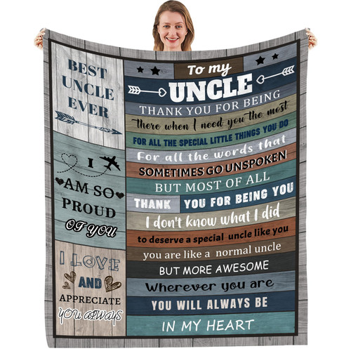 Blanket Gifts for Uncle, Fathers Day Uncle Gifts from Niece Nephew, Cool Birthday for Uncle, to My Best Uncle Ever Throw Blanket Soft Flannel 50''x60''