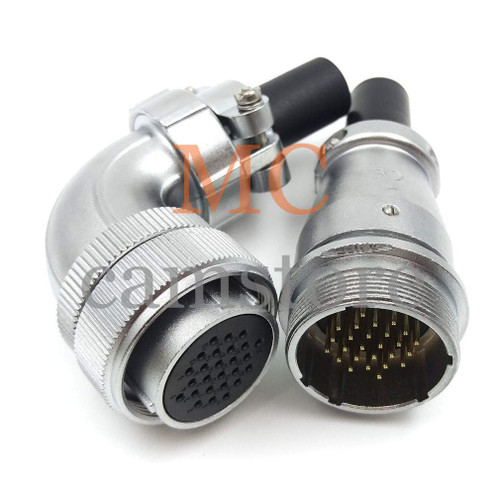 MCCAMSTORE WEIPU WS28 26 pins Aviation Power Supply Connector, 5A Right Angle Plug-Female Socket-Male Electric Solder Connector, High Voltage Bulkhead Circular Connector (26 pin, Cable to Cable)