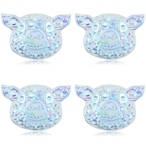 Plastic Earrings, KMEOSCH 2 Pairs Plastic Bling Pig Head Earrings Studs for Sensitive Ears (Blue)