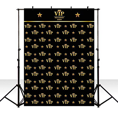 MEHOFOTO Photography Backdrops Gold VIP Crown Star Black Polyester Photo Studio Booth Background 5x7ft