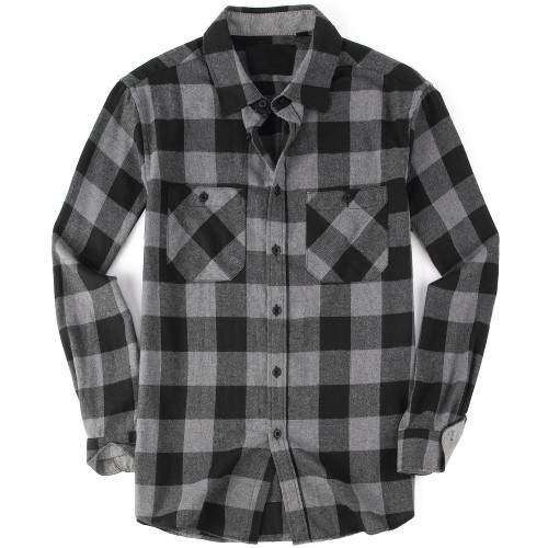 Esabel.C Mens Flannel Shirt Regular Fit Long Sleeve,Casual Button Down Plaid Flannel Shirt for Men,Grey/Black,M Esabel.C Mens Flannel Shirt Regular Fit Long Sleeve,Casual Button Down Plaid Flannel Shirt for Men,Grey/Black,M