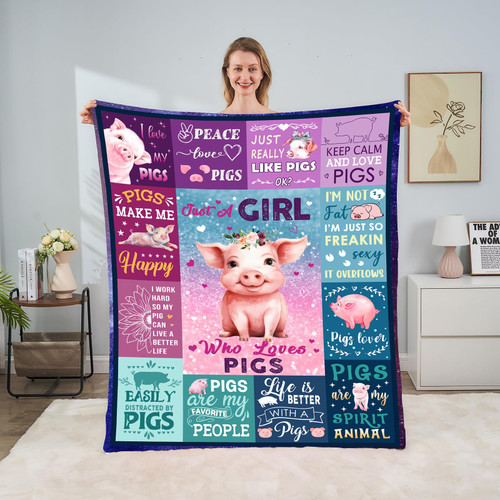CIUGOIG Pig Blanket, Pig Gifts for Pig Lovers, Pig Gifts for Girls Women, Just A Girl Who Loves Pigs, Cute Cartoon Pig Throw Blanket 50x60in CIUGOIG Pig Blanket, Pig Gifts for Pig Lovers, Pig Gifts for Girls Women, Just A Girl Who Loves Pigs, Cute Cartoon Pig Throw Blanket 50x60in