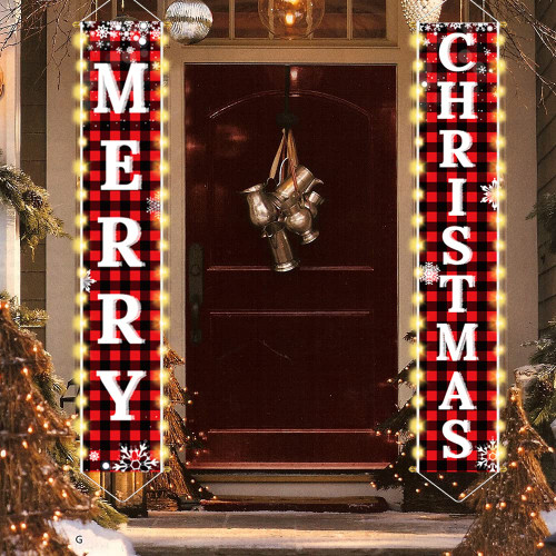 Christmas Decorations Outdoor Yard, Outside Front Porch Sign Set with Lights, Red Black Buffalo Plaid Xmas Door Decorations, Hanging Merry Christmas Banner for Home Decor Wall Front Door Yard Garage Christmas Decorations Outdoor Yard, Outside Front Porch Sign Set with Lights, Red Black Buffalo Plaid Xmas Door Decorations, Hanging Merry Christmas Banner for Home Decor Wall Front Door Yard Garage