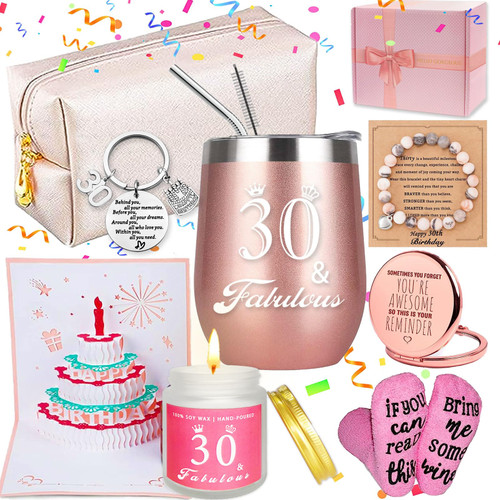 30th Birthday Gifts For Her Women, 30 Year Old Birthday Gifts For Women, Happy Birthday Basket Gifts Box for Friends Female Mom Wife Daughter Sister Girlfriend Coworker Bestie Women Birthday Unique