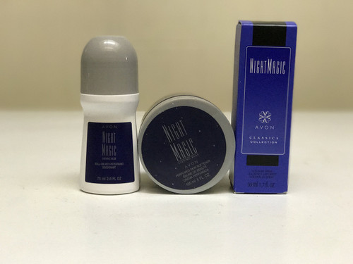 Avon Night Magic Skin softener, Roll-on, And Cologne spray