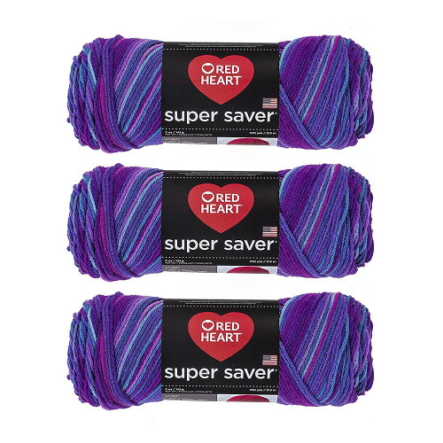 Red Heart Bulk Buy Super Saver Yarn (3-Pack) (Grape Fizz)
