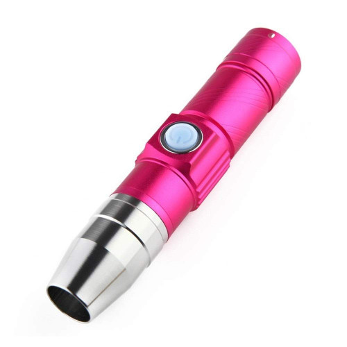 QWERBAM UV Lamp USB Rechargeable 3 Mode 365nm Ultraviolet Mini UV LED Flashlight Fluorescent Jade UV Curing Light UV LED Torches (Body Color : Pink)