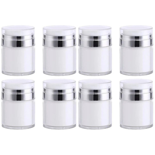 KALLORY 8pcs Airless Pump Bottles, Empty Refillable Lotion Jars Facial Cream Pump Containers Vacuum Bottles 30ml Travel Lotion Container