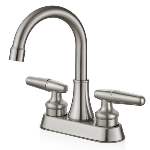Cinwiny Bathroom Sink Faucet 4 Inch Centerset Lavatory Basin Mixer Tap Double Hole Two Handle Swivel Spout 360 Degree Deck Mount Vanity Vessel Faucet,Brushed Nickel,Classic
