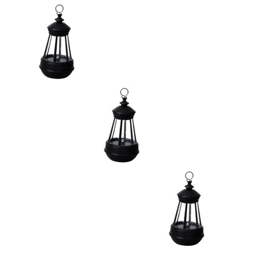 Mikikit 3pcs Solar Lantern Pathway Landscape Ligthing Hanging Outdoor Lantern Retro Solar Lights Solar Camping Lights Moroccan Lantern Solar Hanging Lantern Candle Plastic Projector
