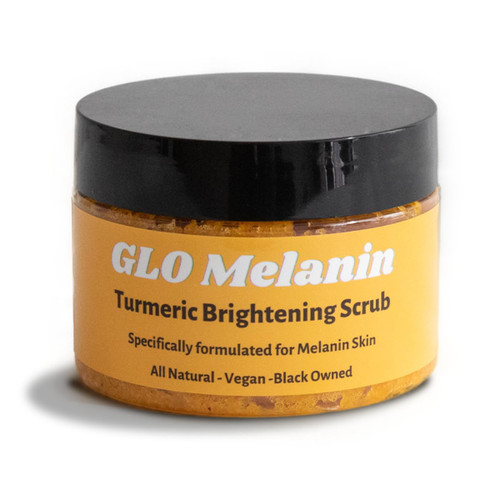GLO Melanin Turmeric Scrub for Dark Spots, Brightening Inner Thighs Bikini Area Underarms, Natural Exfoliating Face GLO Melanin Turmeric Scrub for Dark Spots, Brightening Inner Thighs Bikini Area Underarms, Natural Exfoliating Face
