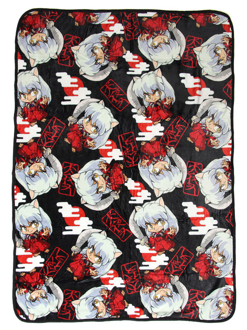 Bioworld Inuyasha Anime Allover Chibi Character Soft Plush Fleece Throw Blanket 45" x 60"
