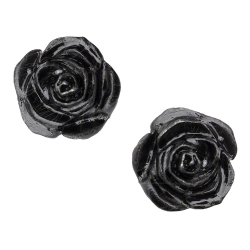 Black Rose Studs Pair of Earrings by Alchemy Gothic by Alchemy Gothic