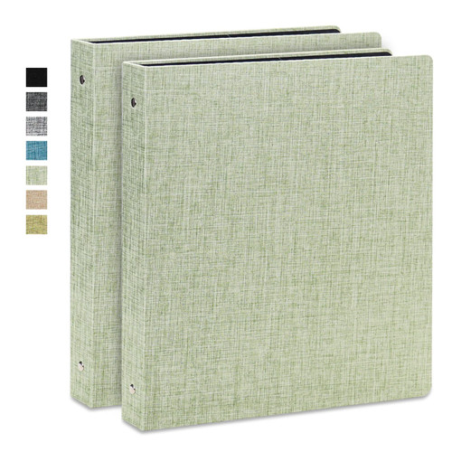 Vienrose 3 Ring Binder 1 inch Round Rings Durable Binder with Linen Cover Holds 8.5" x 11" Paper for School Office and Home?2 Pack,LightGreen)