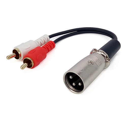 Yeworth 0.15m 6inch XLR Y Splitter Patch Cable, 1 XLR Male to 2 RCA Male Stereo Plug Adapter Cable