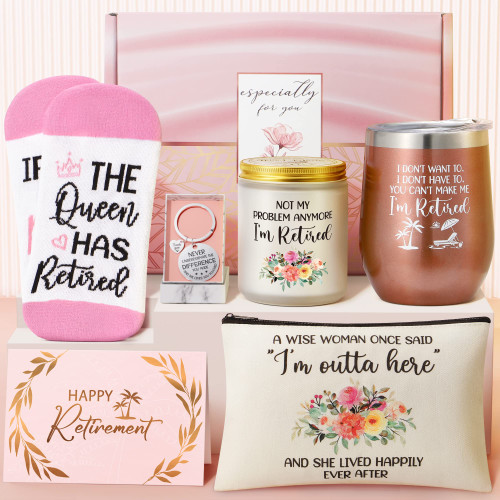 Retirement Gifts for Women 2023, Happy Retirement Gifts for Coworker, Teacher, Boss, Nurses, Friends, Mom, Grandma, Retirees, Best Retirement Gifts Funny Female Retired Gifts Basket with Wine Tumbler Retirement Gifts for Women 2023, Happy Retirement Gifts for Coworker, Teacher, Boss, Nurses, Friends, Mom, Grandma, Retirees, Best Retirement Gifts Funny Female Retired Gifts Basket with Wine Tumbler