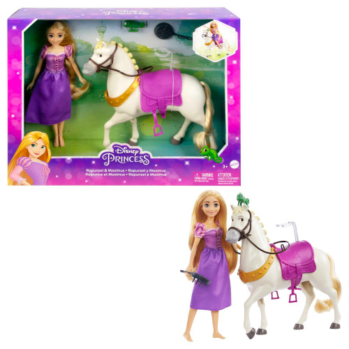 Mattel Disney Princess Toys, Rapunzel Doll with Maximus Horse, Pascal Figure, Brush and Riding Accessories, Inspired by the Mattel Disney Movie, Purple Mattel Disney Princess Toys, Rapunzel Doll with Maximus Horse, Pascal Figure, Brush and Riding Accessories, Inspired by the Mattel Disney Movie, Purple