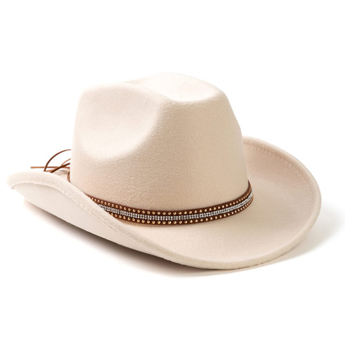 Lisianthus Men & Women's Felt Wide Brim Western Cowboy Outdoor Fedora Hats with Belt A Shiny-Creamy Lisianthus Men & Women's Felt Wide Brim Western Cowboy Outdoor Fedora Hats with Belt A Shiny-Creamy