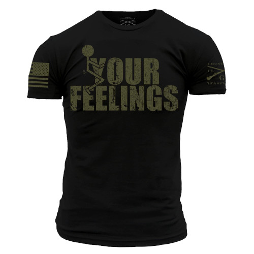 Grunt Style Your Feelings Men's T-Shirt (Green on Black, XLarge)