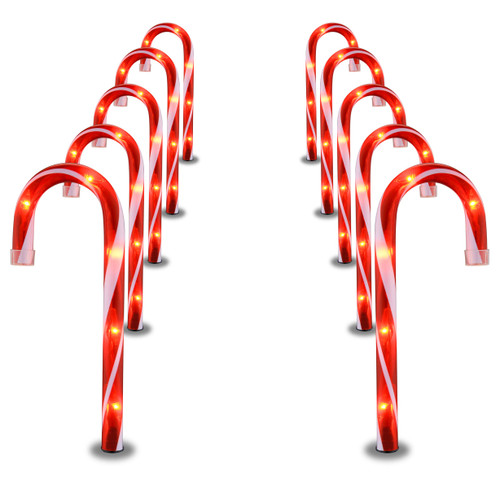 Candy Cane Lights - 10 Pack Candy Cane Pathway Lights, 10" Christmas Candy Cane Lights Red, Outdoor Candy Cane Christmas Decor for Walkway, Driveway, Sidewalk, Garden, Xmas Path Stake Lights Markers Candy Cane Lights - 10 Pack Candy Cane Pathway Lights, 10" Christmas Candy Cane Lights Red, Outdoor Candy Cane Christmas Decor for Walkway, Driveway, Sidewalk, Garden, Xmas Path Stake Lights Markers
