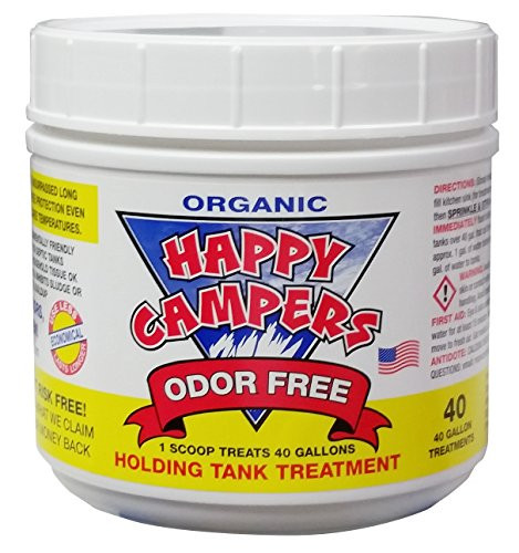 Happy Campers Organic RV Holding Tank Treatment - medium jar, 40 treatments for RV, Marine, Camping, Portable Toilets
