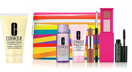 Clinique 8 pieces Summer Gift Set for Dry Skin including Full Size Dramatically Different Moisturizing Lotion+ 1.7 oz ($100+ Value)