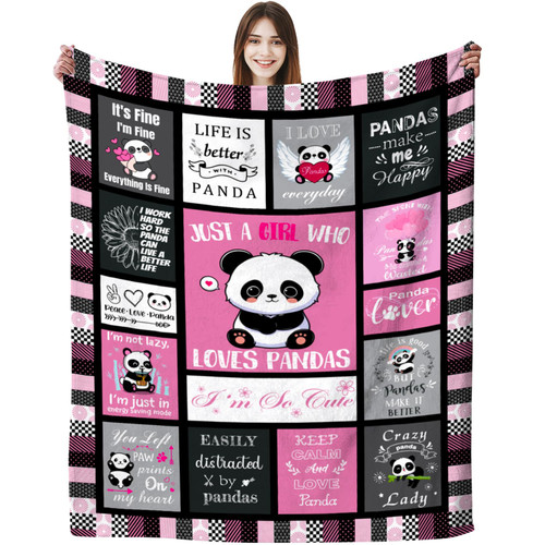 Panda Blanket Gifts for Girls Women Soft Warm Flannel Panda Lovers Throw Blanket Panda Birthday Gifts for Adults Kids 60"x50"