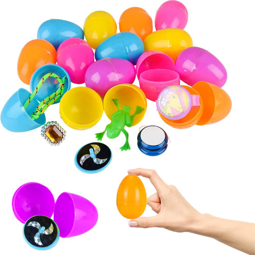 Chochkees Multicolor Toy Filled Easter Eggs, Perfect For Easter Egg Hunt, Plastic Surprise Egg, Easter Hunt, 2" Easter Egg (30-Pack)