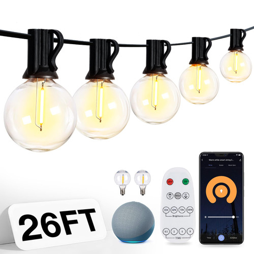 addlon 26FT Outdoor String Lights,Smart Patio Lights with 12+2 Shatterproof Dimmable G40 LED Bulbs with APP & Remote Control,Work with Alexa & Google Assistant for Porch Yard addlon 26FT Outdoor String Lights,Smart Patio Lights with 12+2 Shatterproof Dimmable G40 LED Bulbs with APP & Remote Control,Work with Alexa & Google Assistant for Porch Yard