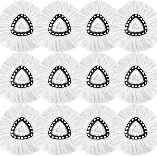 12 Pack Spin Mop Head Replacements, Microfiber Mop Refills Spin Mop Replacement Heads, Spinning Mop Head Refill Reusable 360 Degree Easy Wring Replacement Mop Head, Mop Refill Heads for Floor Cleaning