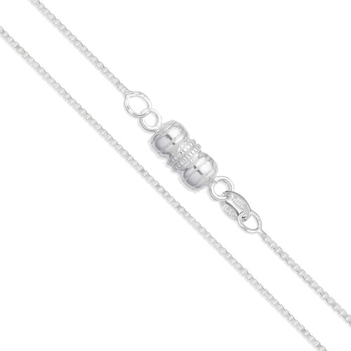Sterling Silver Box Chain 1.3mm Solid 925 Italy Lightweight Wide Magnetic Clasp Necklace 26"