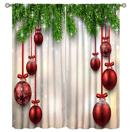 Christmas Curtains, Green and Red Xmas Traditional Winter Season Theme Fir Twigs and Vibrant Balls Graphic Print, Darkening the Room 2 Panels, 21W x 54L inch Each Panel Christmas Curtains, Green and Red Xmas Traditional Winter Season Theme Fir Twigs and Vibrant Balls Graphic Print, Darkening the Room 2 Panels, 21W x 54L inch Each Panel