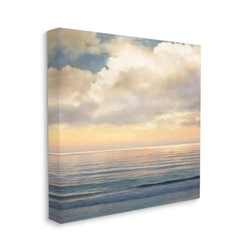 Stupell Industries Soft Ocean Sunset Cloudy Nautical Horizon, Designed by John SEBA Canvas Wall Art, 17 x 17, Orange