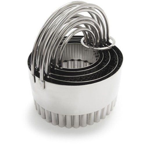 Sur La Table Stainless Steel Fluted Biscuit Cutters, Set of 5, Silver
