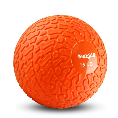 Yes4All 15 lbs Slam Ball for Strength, Power and Workout - Fitness Exercise Ball with Grip Tread & Durable Rubber Shell (15 Lbs, Orange) Yes4All 15 lbs Slam Ball for Strength, Power and Workout - Fitness Exercise Ball with Grip Tread & Durable Rubber Shell (15 Lbs, Orange)