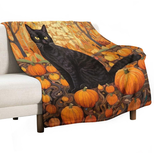 MaSiledy Autumn Watercolor Pumpkin with Black Cat Blanket Fall Happy Halloween Fleece Throw Blanket 40"x50" Flannel Fleece Throw Blanket for Couch Sofa Bed for Adult Kid Birthday for All Season MaSiledy Autumn Watercolor Pumpkin with Black Cat Blanket Fall Happy Halloween Fleece Throw Blanket 40"x50" Flannel Fleece Throw Blanket for Couch Sofa Bed for Adult Kid Birthday for All Season