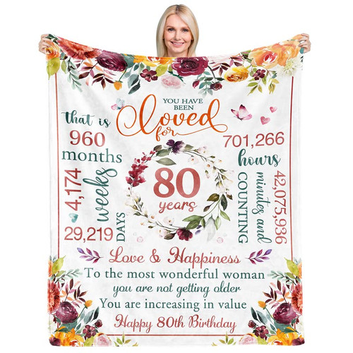 80th Birthday Gifts for Women, Gifts for 80 Year Old Woman, 80th Birthday Gift Ideas, Mom Birthday Gifts, Happy 80th Birthday Decorations for Her Wife Sister, Soft Throw Blanket