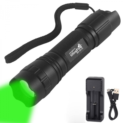 ULTRAFIRE Green Light Rechargeable Led Flashlight, Zoomable Single 1 Mode LED 220 Yard Green Light Flashlight Torch for Hunting Detector ULTRAFIRE Green Light Rechargeable Led Flashlight, Zoomable Single 1 Mode LED 220 Yard Green Light Flashlight Torch for Hunting Detector