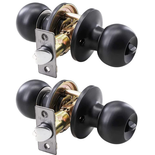 Rulart Door Knob Lock Key Bedroom - Keyed Door Knob Lock Interior and Exterior Bathroom Doorknob,Bedroom Entry Door Knobs with Lock and Key?Satin Stainless Steel Standard Door knob Lock?2 Pack?