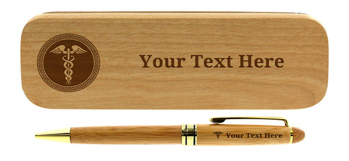 Custom Nurse Gift Custom Name Gifts for Nurses Personalized Engraved Bamboo Wood Gift Pen Case Set