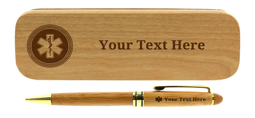 Custom EMT Gifts Engraved Pen Case Set EMS Pens Personalized Engraved Bamboo Wood Gift Pen Case Set