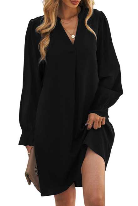 MARZXIN Casual 2023 Mini Dresses for Women Split V Neck Ruffled Sleeves Shirt Dress Long Sleeve Fall Formal Dresses Black XL MARZXIN Casual 2023 Mini Dresses for Women Split V Neck Ruffled Sleeves Shirt Dress Long Sleeve Fall Formal Dresses Black XL