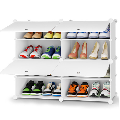 HOMIDEC Shoe Rack, 4 Tier Shoe Storage Cabinet 16 Pair Plastic Shoe Shelves Organizer for Closet Hallway Bedroom Entryway