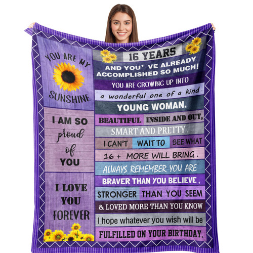 Henazin Sweet 16 Gifts for Girls, 16th Birthday Gifts for Girls, 16th Birthday Girl Gifts Blanket 50"X60", Sweet 16 Birthday Decorations, Gifts for 16 Year Old Girl, 16 Year Old Girl Gift Ideas Henazin Sweet 16 Gifts for Girls, 16th Birthday Gifts for Girls, 16th Birthday Girl Gifts Blanket 50"X60", Sweet 16 Birthday Decorations, Gifts for 16 Year Old Girl, 16 Year Old Girl Gift Ideas