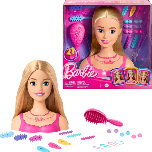 Barbie Doll Styling Head, Blond Hair with 20 Colorful Accessories, Doll Head for Hair Styling Barbie Doll Styling Head, Blond Hair with 20 Colorful Accessories, Doll Head for Hair Styling