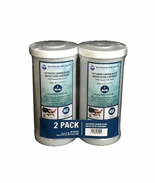 Water Filters Depot (WFD) WF-CB105-BB 4.5"x10" Activated Carbon Block Water Filter Cartridge by, Fits in 10" Big Blue (BB) Filter Housings of Filtration Systems (2 Pack, 5 Micron) Water Filters Depot (WFD) WF-CB105-BB 4.5"x10" Activated Carbon Block Water Filter Cartridge by, Fits in 10" Big Blue (BB) Filter Housings of Filtration Systems (2 Pack, 5 Micron)