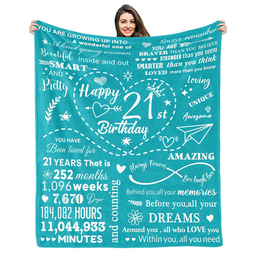 Kesidilo 21st Birthday Decorations for her,Best 21st Birthday Gift for 21 Year Old Female Women Bestie Friends, Female 21st Birthday Gifts,Gift idea for 21st Birthday 50"X60" Blanket