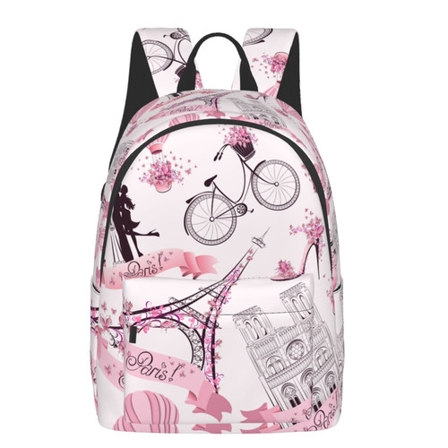 Delerain 16 Inch Backpack Paris Eiffel Tower Laptop Backpack School Bookbag Full Print Shoulder Bag for Travel Daypack