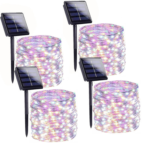 Solar String Lights Outdoor, 4-Pack Each 100 LED Solar Christmas Twinkle Lights Outside Waterproof Copper Wire with 8 Modes Solar Fairy Lights for Garden Yard Tree Wedding Christmas Decor (Multicolor) Solar String Lights Outdoor, 4-Pack Each 100 LED Solar Christmas Twinkle Lights Outside Waterproof Copper Wire with 8 Modes Solar Fairy Lights for Garden Yard Tree Wedding Christmas Decor (Multicolor)