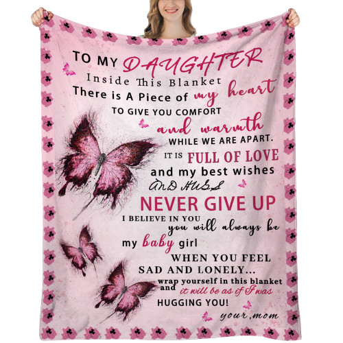 UHANKRU Daughter Blanket from Mom, Daughter Gifts for Birthday, Gifts for Daughter Graduation Blanket, Mother to Daughter Throw Blanket 60"x50"